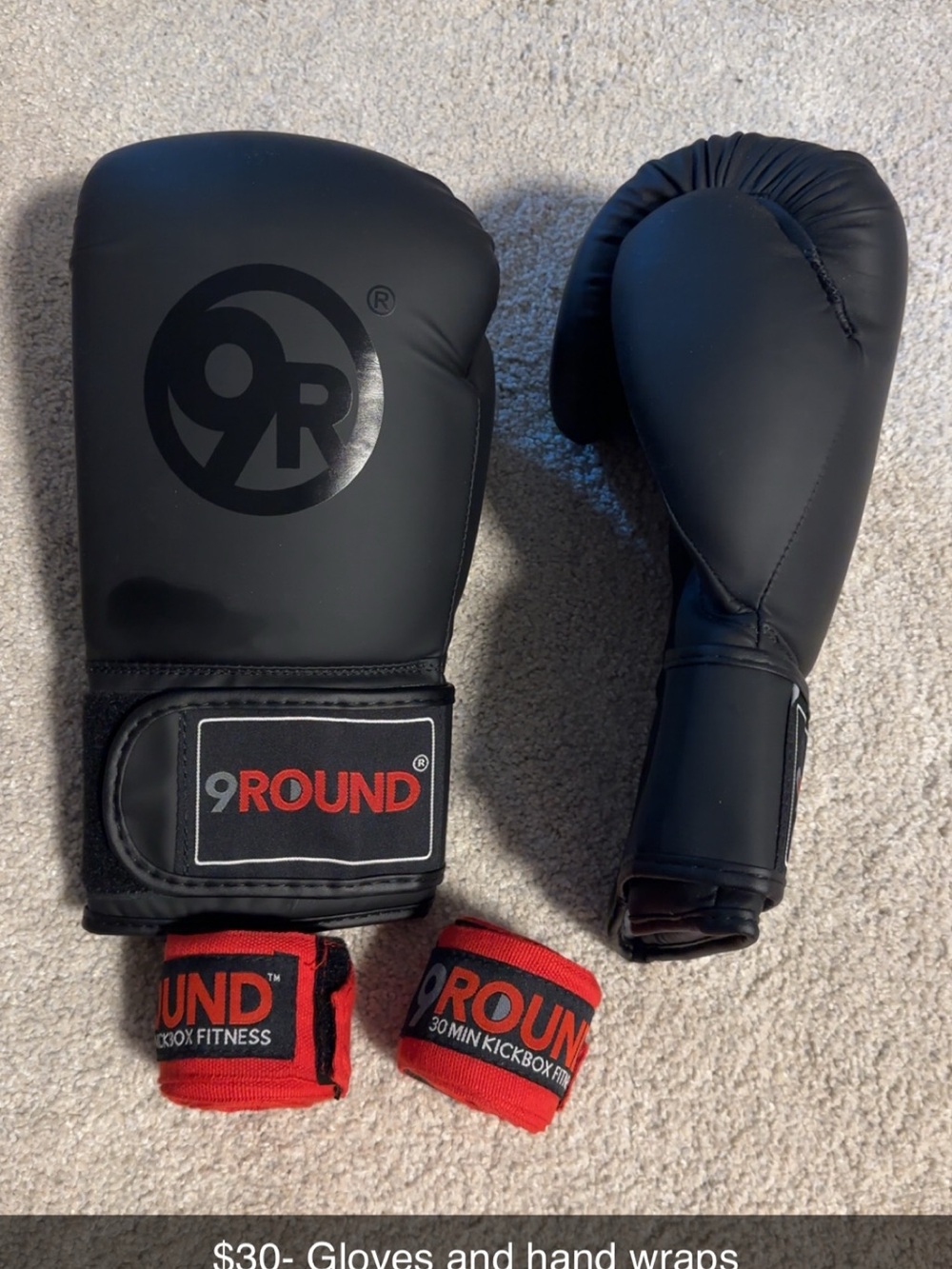 Adult Boxing Gloves with Red Hand Wraps